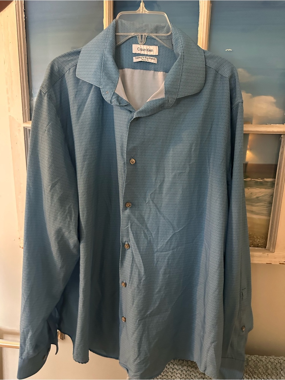 Calvin Klein Men's Light Button-Up Cooling 4-Way Stretch Shirt